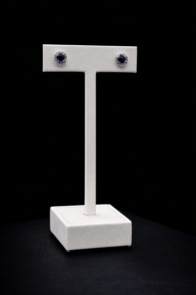 14k White Gold Diamond and Sapphire Studs | FER3100AWBS2