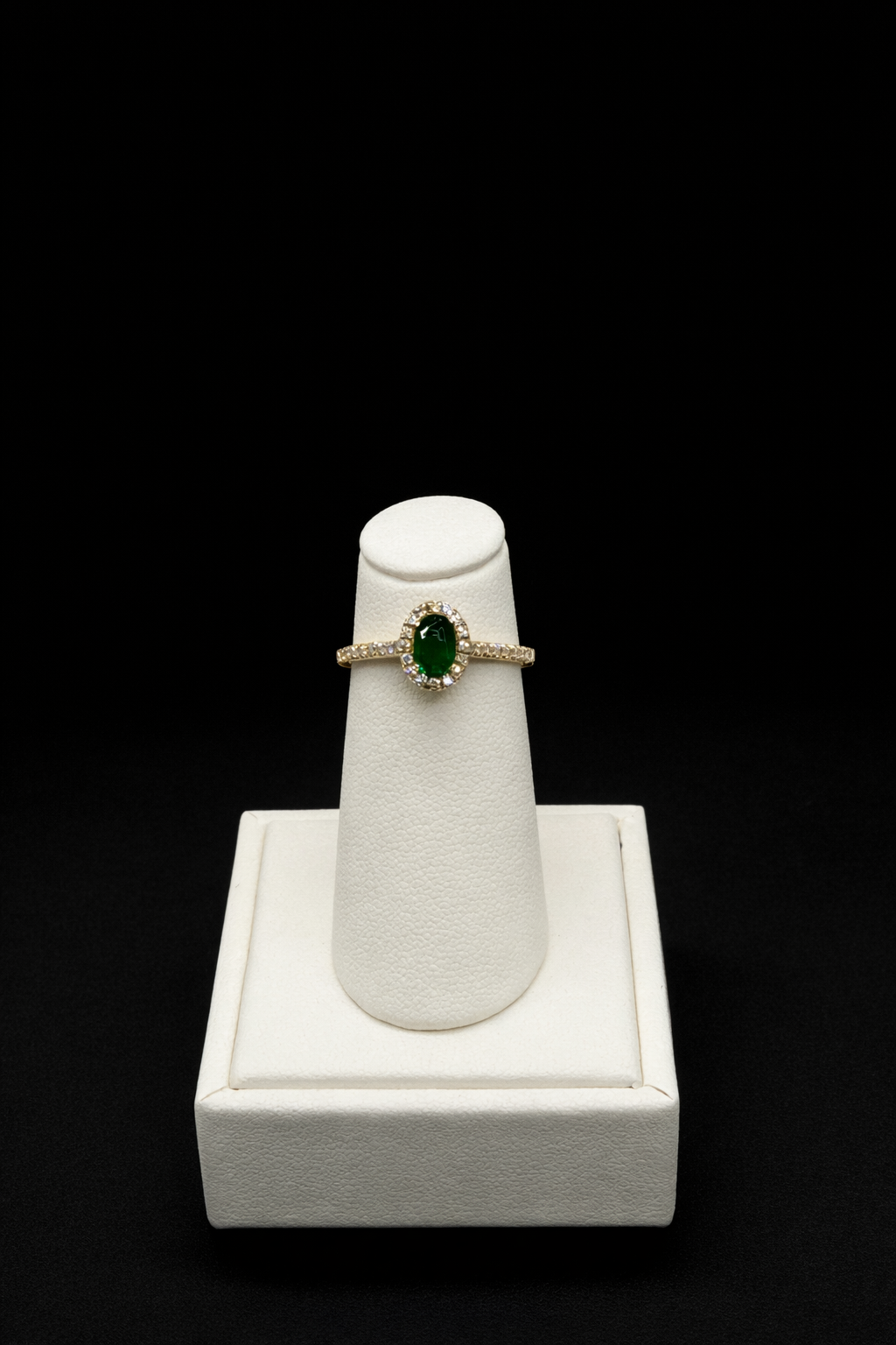 14k Yellow Gold Diamond and Emerald Ring