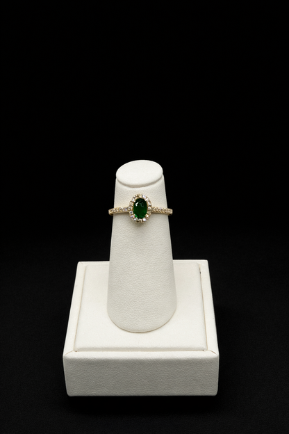 14k Yellow Gold Diamond and Emerald Ring | FRG001812AYDE-P