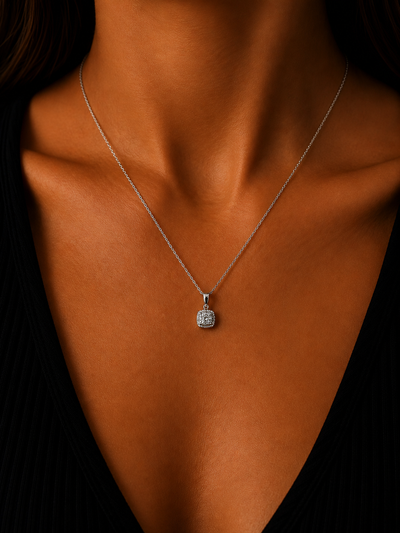 14K White Gold Diamond Pendant | 092356