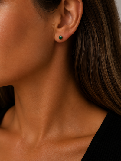 14K White Gold Emerald Earrings
