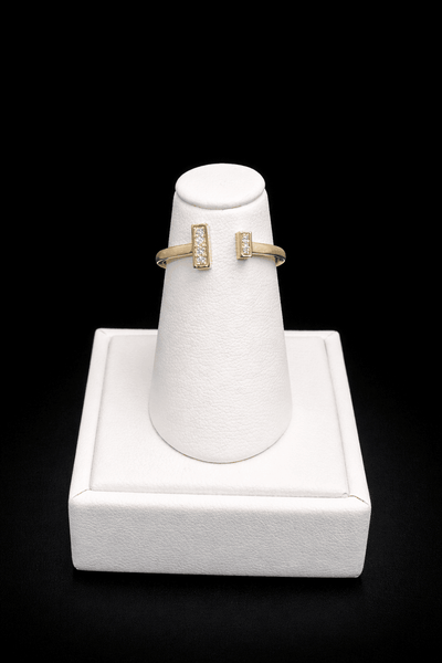 14K Yellow Gold T Ring with 0.7 CT diamonds, elegant and timeless fine jewelry piece
