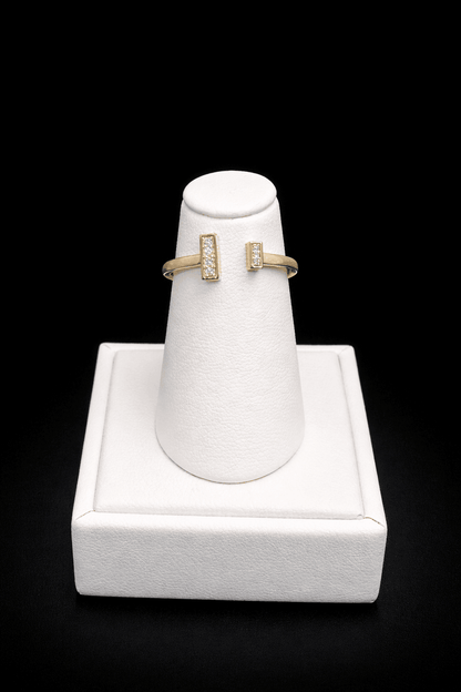 14K Yellow Gold T Ring with 0.7 CT diamonds, elegant and timeless fine jewelry piece
