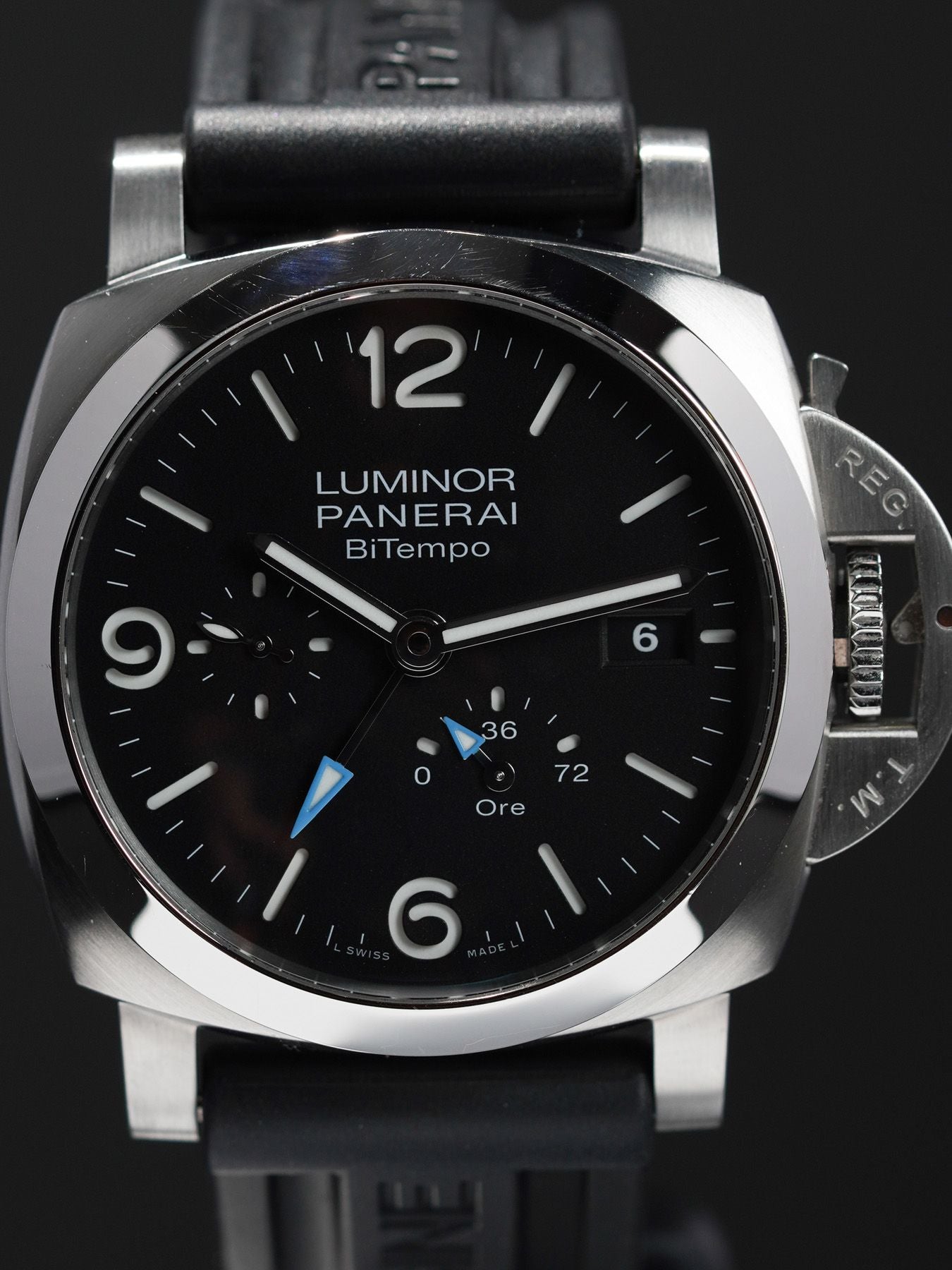Panerai Luminor BiTempo - 44mm Brushed Steel Case - Black Dial