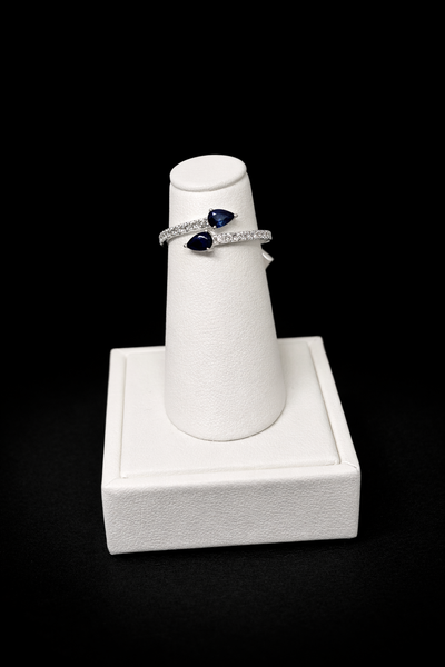 14K White Gold Diamond and Sapphire | FRG002918AWDBS