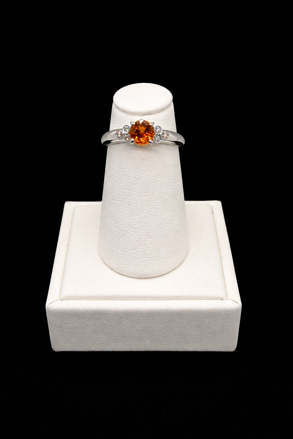 14K White Gold Diamond and Orange Sapphire Ring. FRG001983AWDOS