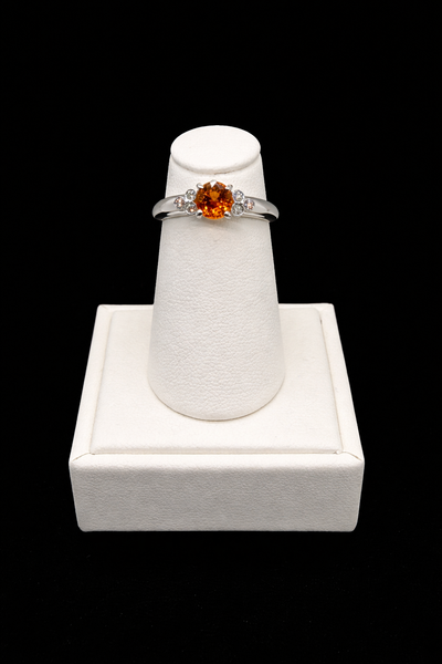 14K White Gold Diamond and Orange Sapphire Ring | FRG001983AWDOS