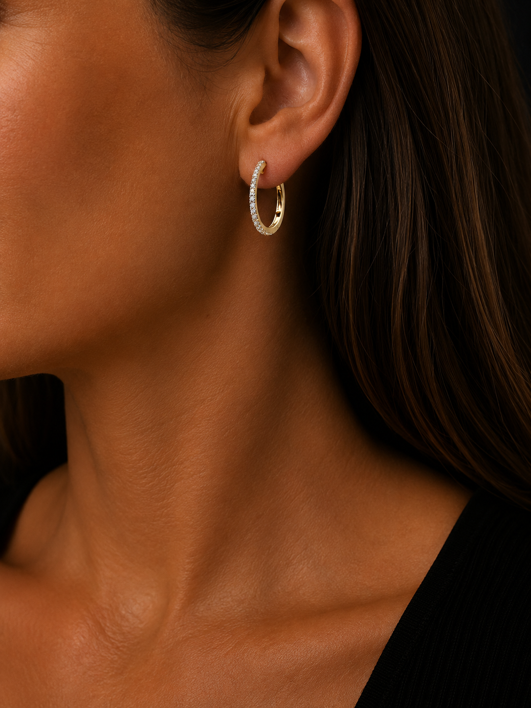 Yellow Gold and Diamond Hoop Earrings | 055754