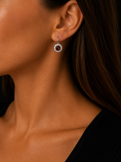 14K White Gold Diamond and Orange Sapphire Earrings | FER001495AWDOS