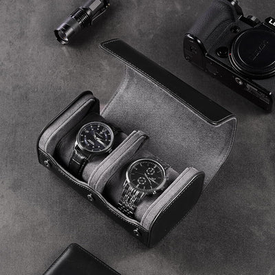Double Travel Leather Watch Roll