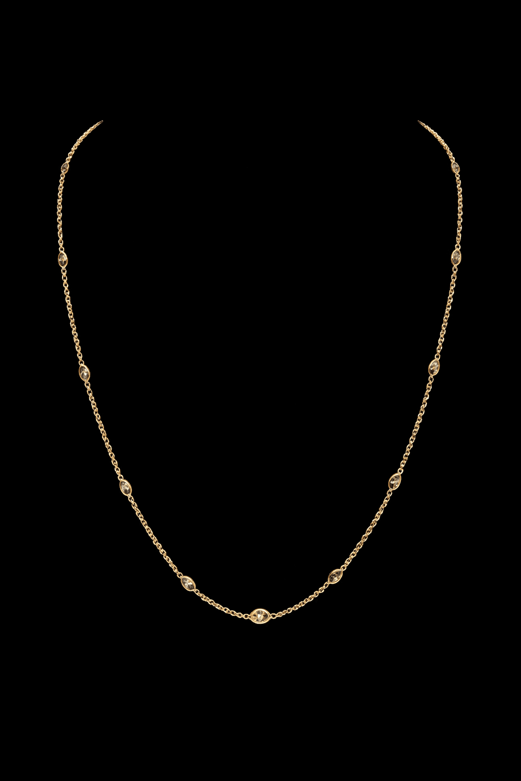 New Arrival! 14K Yellow Gold Station Chain With 11 Marquise Diamonds 20" Inch Chain | FDYMQ4051AYD-1815