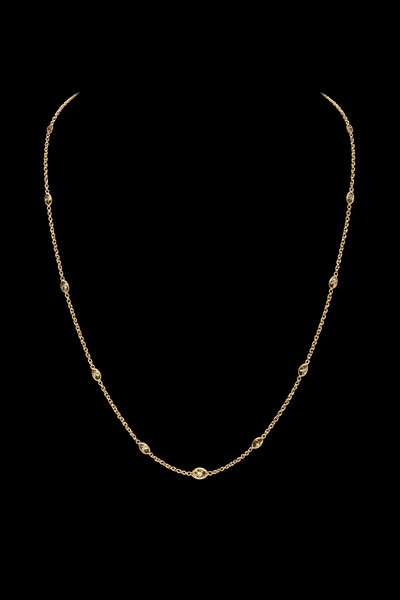 New Arrival! 14K Yellow Gold Station Chain With 11 Marquise Diamonds 20" Inch Chain | FDYMQ4051AYD-1815