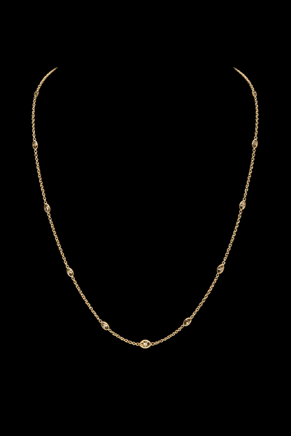 New Arrival! 14K Yellow Gold Station Chain With 11 Marquise Diamonds 20" Inch Chain | FDYMQ4051AYD-1815