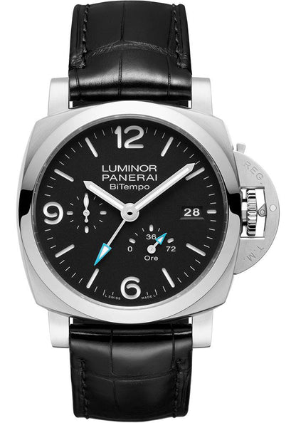 Panerai Luminor BiTempo - 44mm Brushed Steel Case - Black Dial