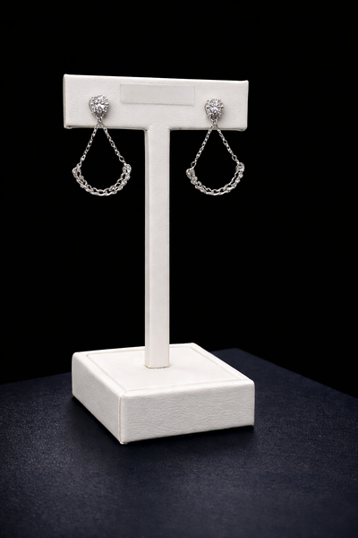 14K White Gold Diamond Cluster Earrings | 080294