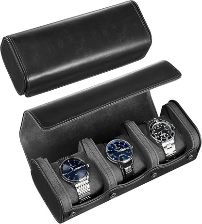 Triple Travel Leather Watch Roll