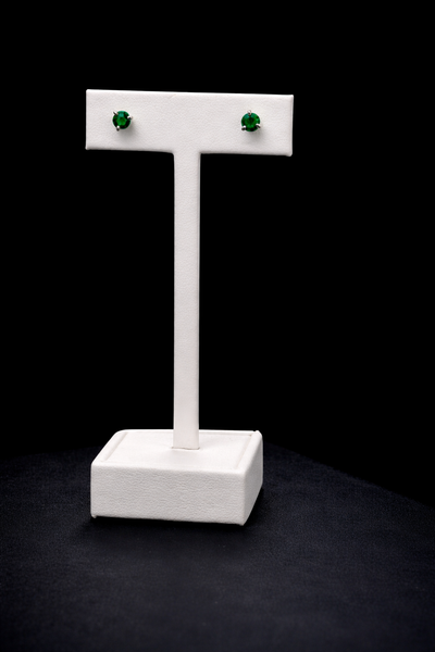 14K White Gold Emerald Earrings