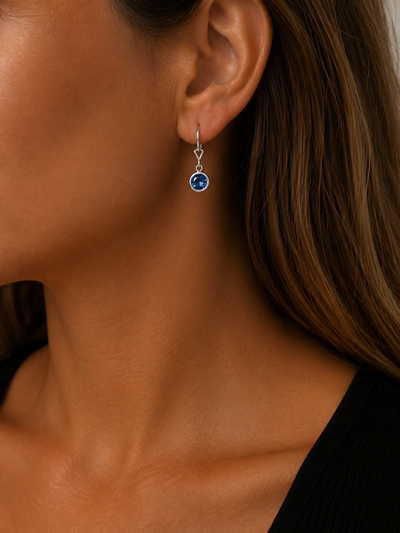 14K White Gold Blue Topaz Earrings