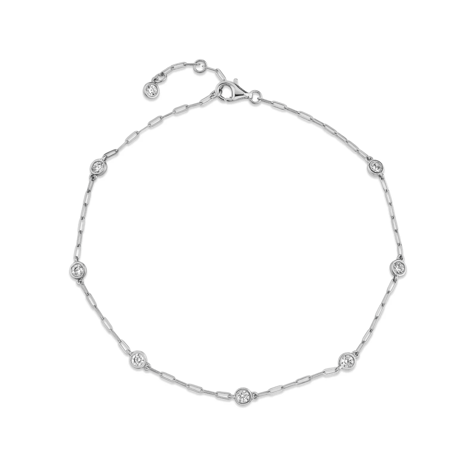 Crislu | 9012901A95CZ Aura Station Anklet Finished in Platinum