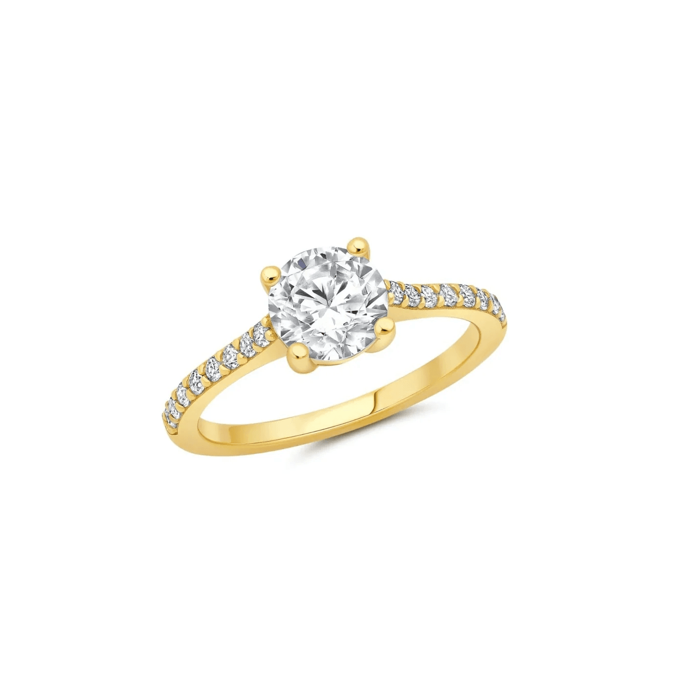 Crislu | Evermore Brilliant & Pave 1.5ct Solitaire Ring Finished in Gold size 9