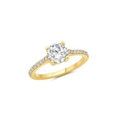 Crislu | Evermore Brilliant & Pave 1.5ct Solitaire Ring Finished in Gold size 9