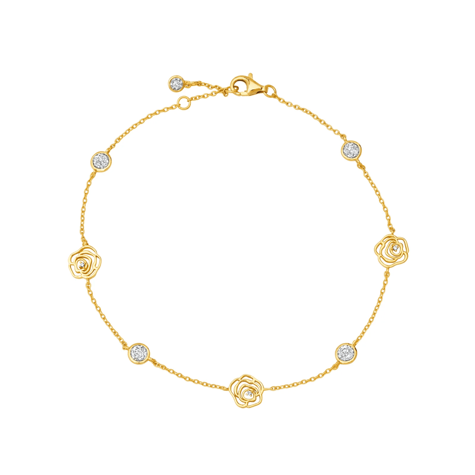 Crislu | 3013042A95CZ Rosy Station Anklet in Gold 18K Plated