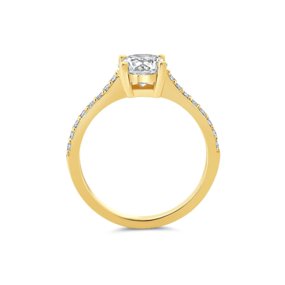 Crislu | Evermore Brilliant & Pave 1.5ct Solitaire Ring Finished in Gold size 9