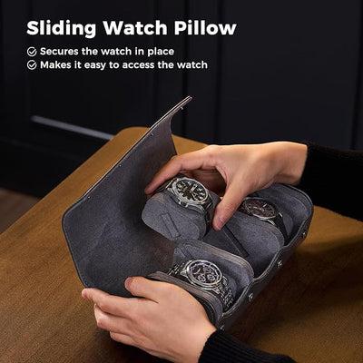 Triple Travel Leather Watch Roll
