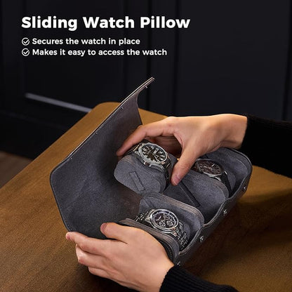 Triple Travel Leather Watch Roll