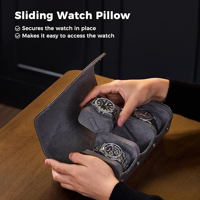 Triple Travel Leather Watch Roll
