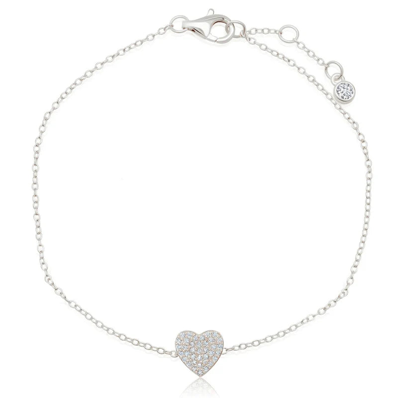 Crislu | Pave Heart Bracelet Finished in Platinum 9012325B70CZ