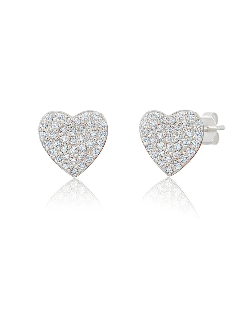 Crislu | Pave Heart Earrings Finished in Platinum  9012325E00CZ
