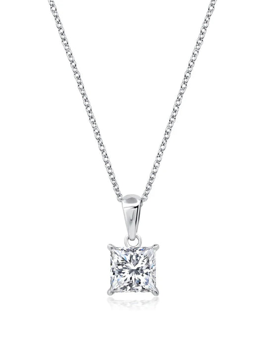 1.35cttw Princess Cut Solitaire Bezel Set Pendant Small Finished in Pure Platinum  902544N16CZ