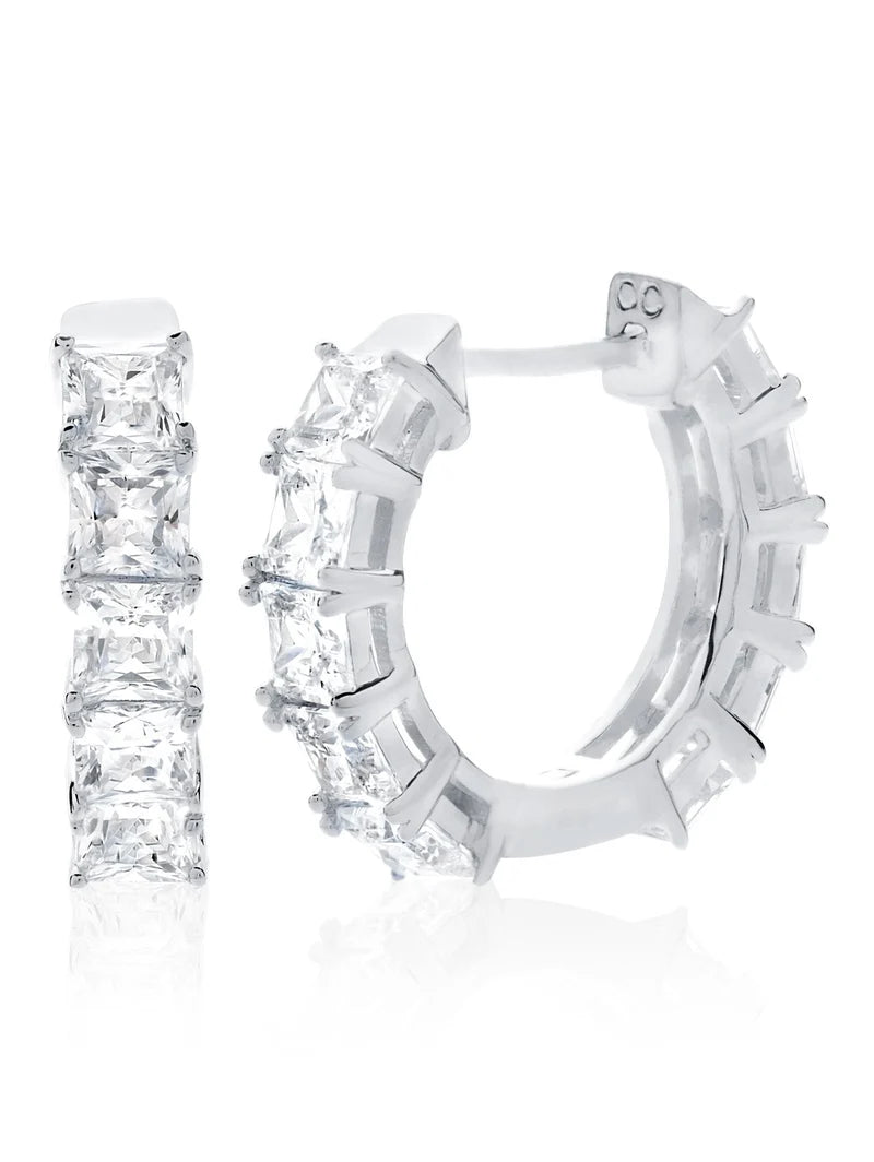 Crislu | Princess Hoop Earrings Finished in Pure Platinum 9010504E00CZ