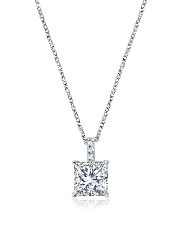 2.13cttw Radiant Cut Solitaire Bezel Set Pendant Small Finished in Pure Platinum  9012299N16CZ