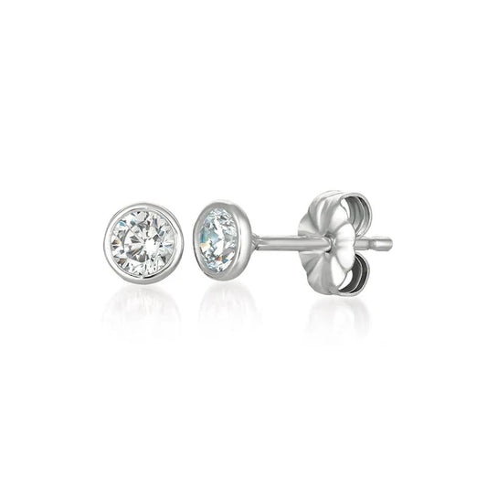 Solitaire Bezel Set Earrings Finished in Pure Platinum - 4.0 Cttw  902224E00CZ