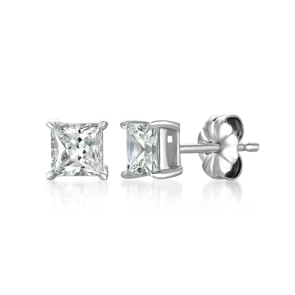 Solitaire Princess Stud Earrings Finished in Pure Platinum - 1.50 Cttw  902544E00CZ