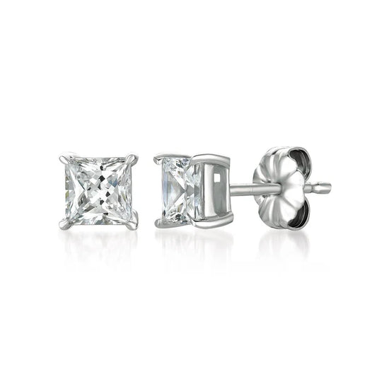 Solitaire Princess Stud Earrings Finished in Pure Platinum - 1.50 Cttw  902544E00CZ