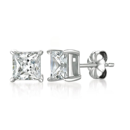 Solitaire Princess Stud Earrings Finished in Pure Platinum - 3.0 Cttw  902348E00CZ